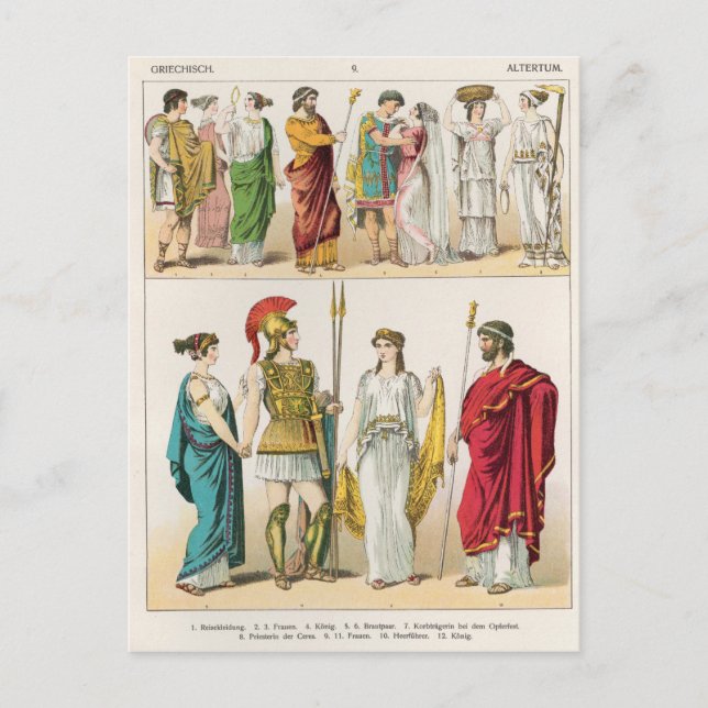 Griechisches Kleid, von 'Trachten der Voelker, 186 Postkarte (Vorderseite)