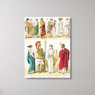 Griechisches Kleid, von 'Trachten der Voelker, Leinwanddruck