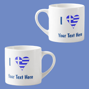 Griechisches Liebesherz Flagge Blau Personalisieru Espressotasse