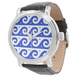 Griechisches Mäander, Mittelmeer-Wellenmuster, Bla Armbanduhr