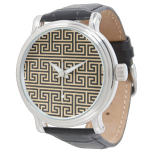 Griechisches Mäander-Schlüssel-Quadrat-H-Muster Br Armbanduhr