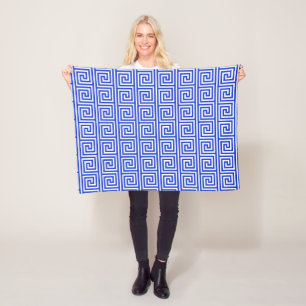 Griechisches Mäander-Schlüssel-Quadrat-Muster Blau Fleecedecke