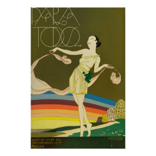 Griechisches Mädchen Vintage Art Deco Frau Poster