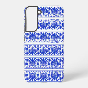 Griechisches mediterranes Arabeskenmuster Blau Samsung Galaxy Hülle