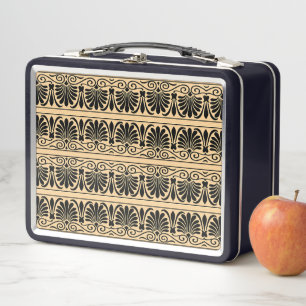 Griechisches mediterranes Arabeskenmuster Braun Metall Brotdose