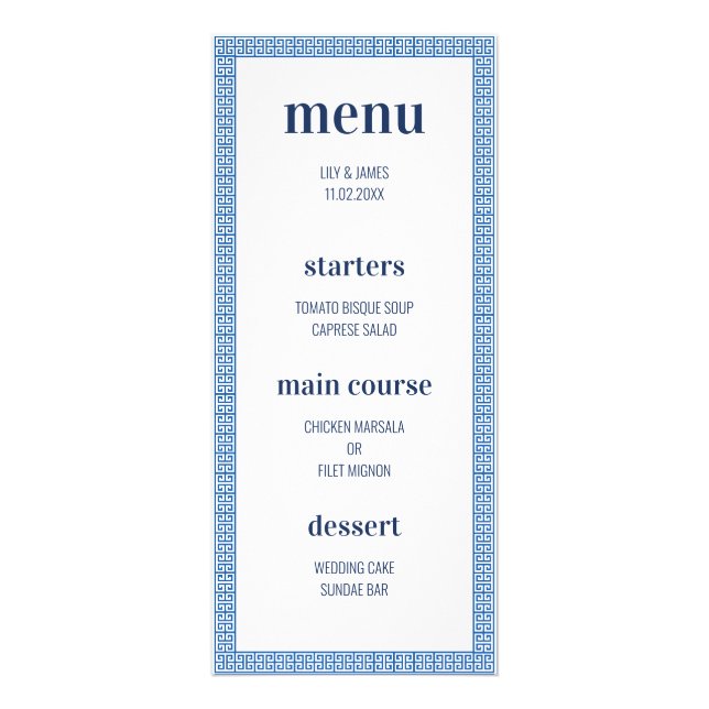 Griechisches Menü für Hochzeiten (Vorne)