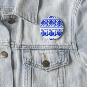 Griechisches Mittelmeer Arabeske Muster Blau Button