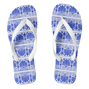 Griechisches Mittelmeer Arabeske Muster Blau Flip Flops