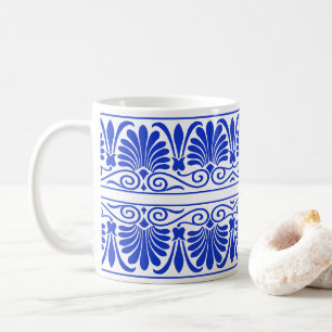 Griechisches Mittelmeer Arabeske Muster Blau Kaffeetasse