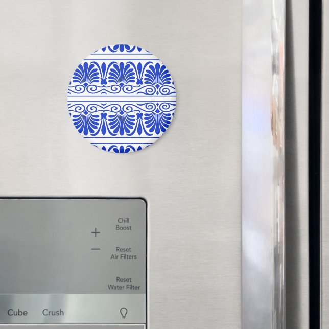 Griechisches Mittelmeer Arabeske Muster Blau Magnet (In Situ (Kühlschrank))