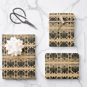 Griechisches Mittelmeer Arabeske Muster Brown Geschenkpapier Set