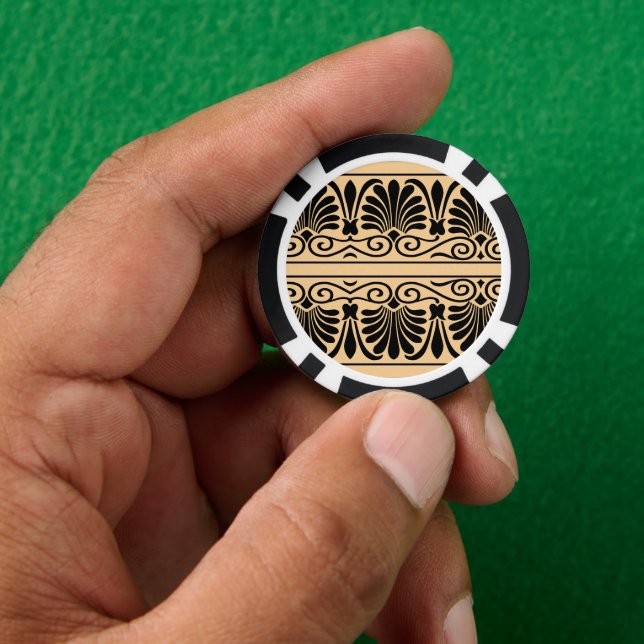 Griechisches Mittelmeer Arabeske Muster Brown Pokerchips (Hand)