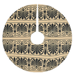 Griechisches Mittelmeer Arabeske Muster Brown Polyester Weihnachtsbaumdecke