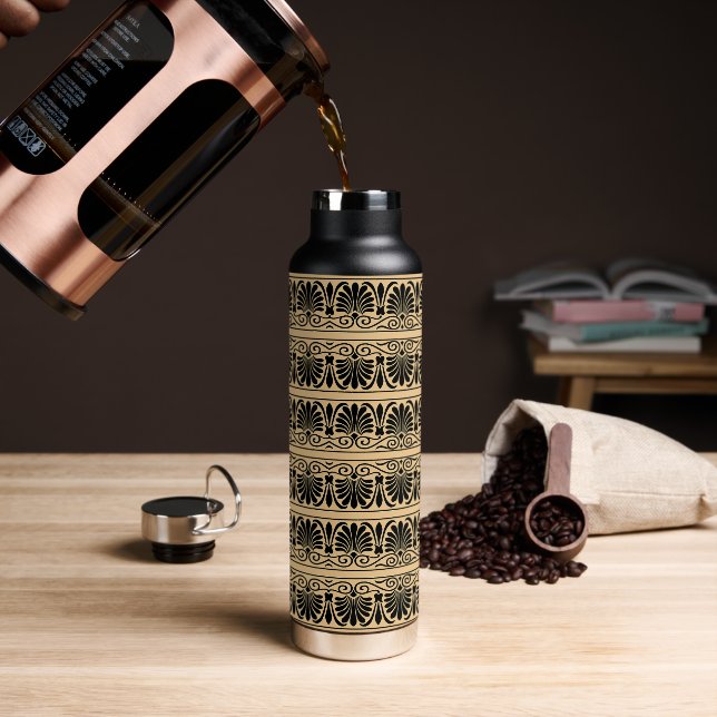 Griechisches Mittelmeer Arabeske Muster Brown Trinkflasche (Kaffee)