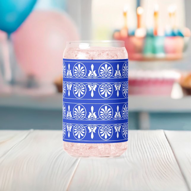 Griechisches Mittelmeer-Muster Blau Dosenglas (Insitu (Baby Party))