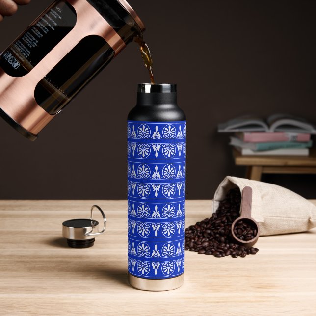 Griechisches Mittelmeer-Muster Blau Trinkflasche (Kaffee)