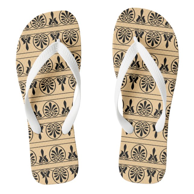 Griechisches Mittelmeer-Muster Brown Flip Flops (Fußbett)