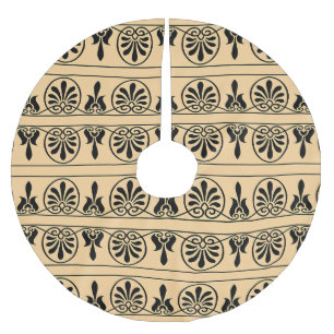 Griechisches Mittelmeer-Muster Brown Polyester Weihnachtsbaumdecke