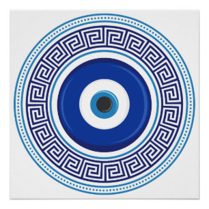 Griechisches Muster Evil Eye Nazar Poster