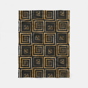Griechisches Muster - goldenes Aquarell Fleecedecke