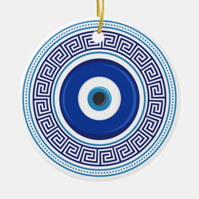 Griechisches Muster Nazar Amulet Keramik Ornament (Vorne)