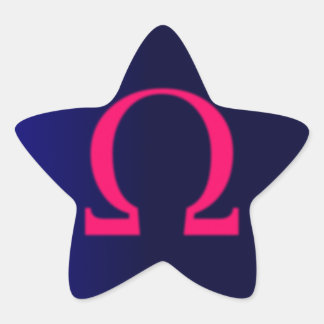 Griechisches Omega in Rosa #3 Stern-Aufkleber