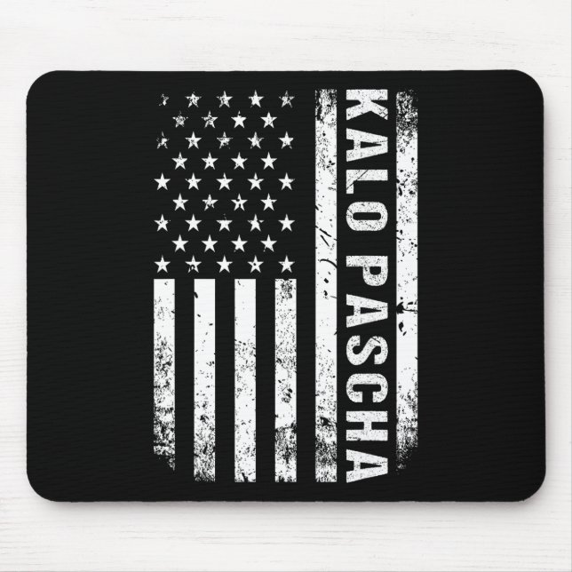 Griechisches Ostern Kalo Pascha Retro US-Flagge Gr Mousepad (Vorne)