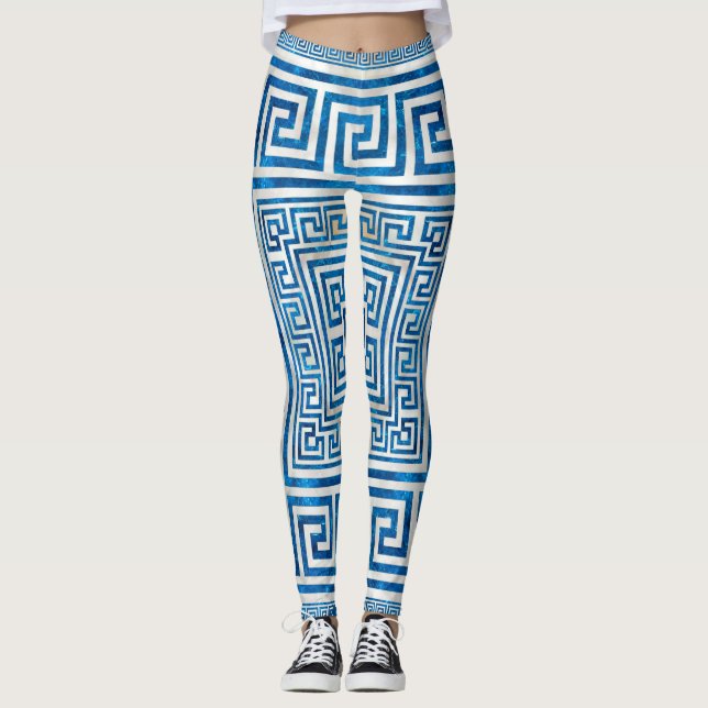 Griechisches Schloss - griechischer Meander - Blau Leggings (Vorderseite)