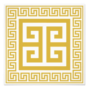 Griechisches Schlüssel-Muster Goldenes Design Fotodruck