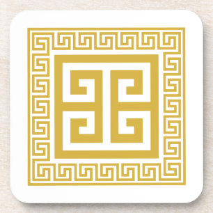 Griechisches Schlüssel-Muster Goldenes Design- Unt Getränkeuntersetzer