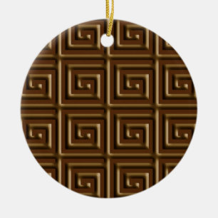 Griechisches Schlüsseldesign - dunkle Schokolade Keramikornament