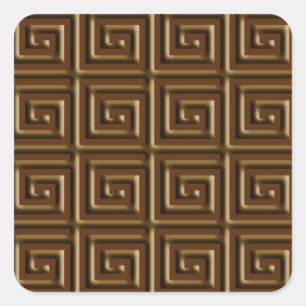 Griechisches Schlüsseldesign - dunkle Schokolade Quadratischer Aufkleber
