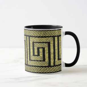 Griechisches Schlüsseldesign in Golden & Black Tasse