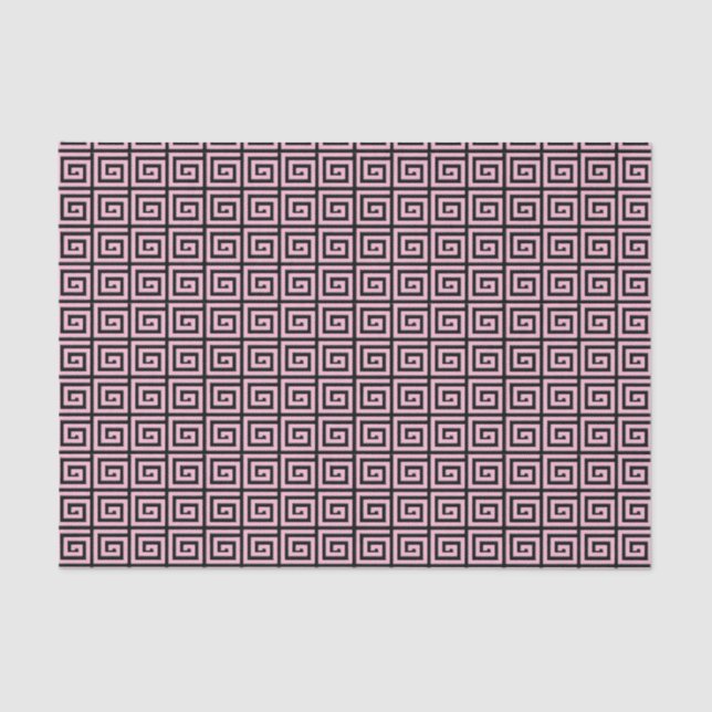 Griechisches Schlüsseldesign - Rosa und Schwarz Seidenpapier (Vorderseite)