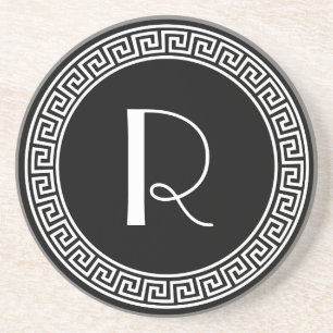 Griechisches Schlüsselentwurfs-Monogramm Getränkeuntersetzer