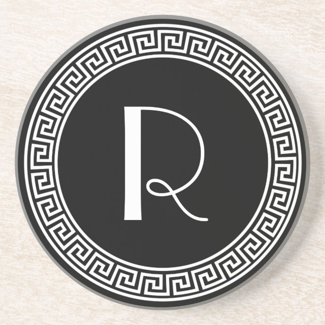 Griechisches Schlüsselentwurfs-Monogramm Getränkeuntersetzer (Vorne)