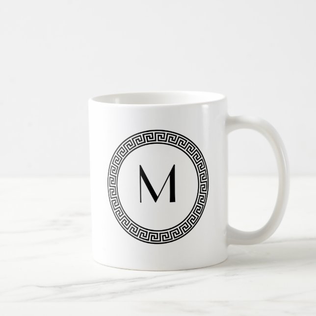 Griechisches Schlüsselentwurfs-Monogramm Tasse (Rechts)