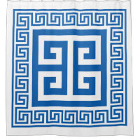 Griechisches Schlüsselmuster Blau und Weiß