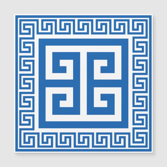 Griechisches Schlüsselmuster Blau-Weiß-Magnetkarte Magnetkarte (Vorderseite)