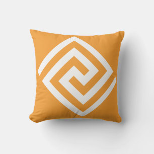 Griechisches Schlüsselmuster Orange White Modern G Kissen