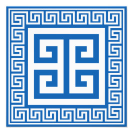 Griechisches Schlüsselmuster: Weiß und Blau Fotodruck