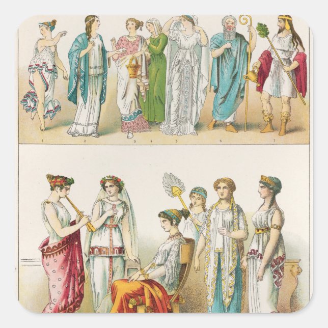 Griechisches Theaterkleid Quadratischer Aufkleber (Vorderseite)