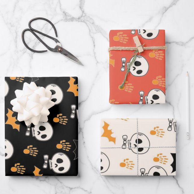 griesgrämiges Halloween Geschenkpapier Set (Vorderseite)