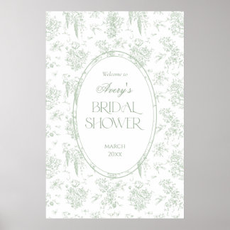Grieß Toile Floral Vintage Braut Dusche Willkommen Poster