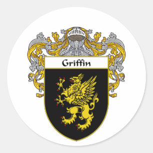Griffin Coat of Arms (mantled) Runder Aufkleber