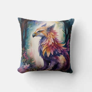 Griffin Forest Watercolor Multicolor Kissen