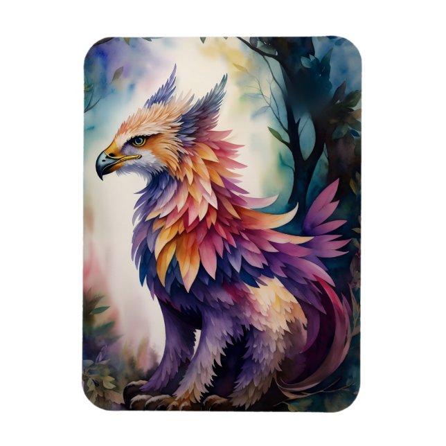 Griffin in Forest Watercolor Magnet (Vertikal)