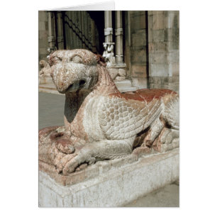 Griffin liegt auf einem Sockel, Mitte des 13. Jahr