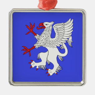 Griffin Rampant Argent Silbernes Ornament