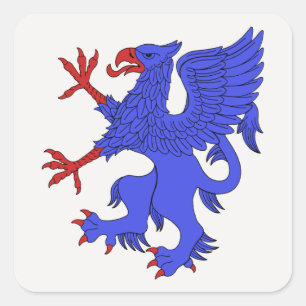 Griffin Rampant Azure Quadratischer Aufkleber